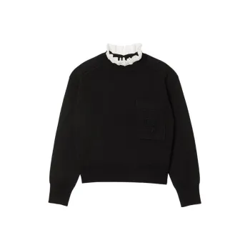 Sandro Ruffled collar Long sleeve Knitted Top