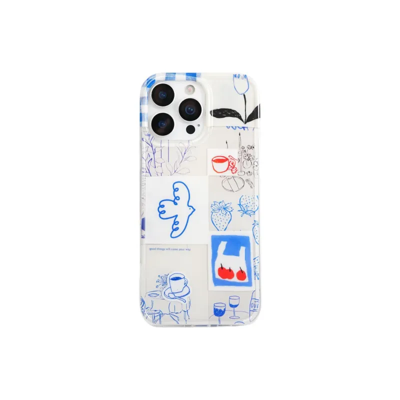 Sopi Acrylic Material Line Coffee Strawberry Bird Phone Cases Compatible With IPhone 16/15 Pro Max/Apple 13/14 Pro/Max-2