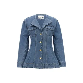 GANNI Tailored Button Up Denim Blazer