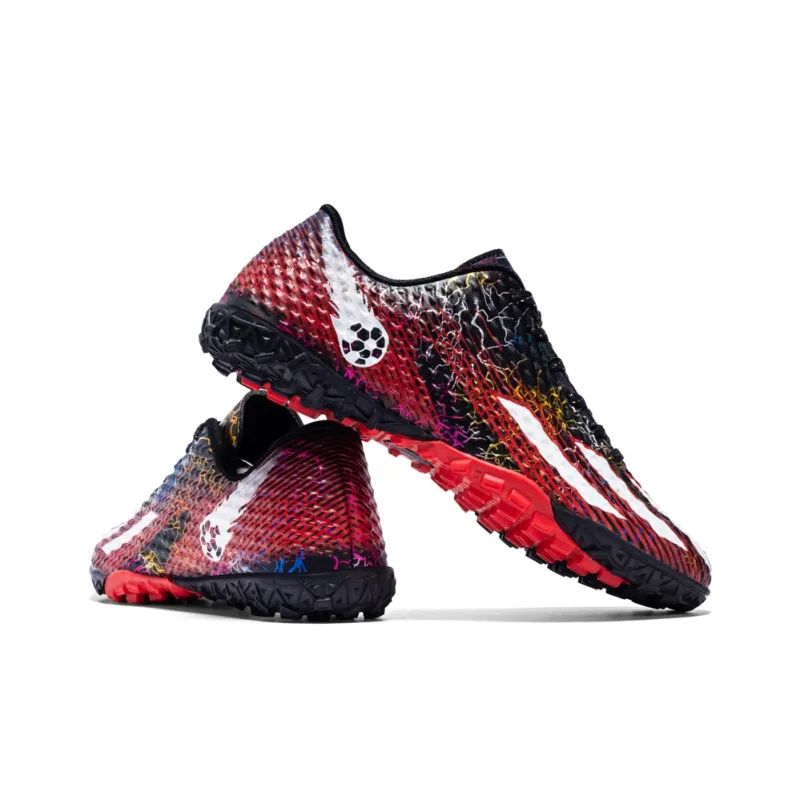 Binary TF Turf Cushioning Lightweight Soccer Shoes Unisex Black Red-2