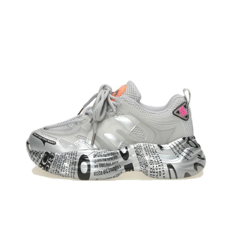 Daying Breathable Height Increase Low Top Chunky Sneakers Women's-4