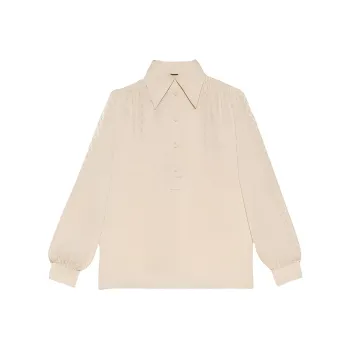 GUCCI Logo jacquard Silk Blouse