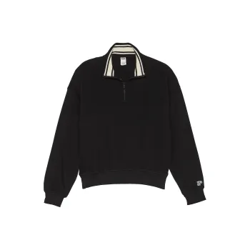 Victoria's Secret PINK Ivy Fleece Half-Zip Sweatshirt/Pure Black Sweatshirt Women's Pure Black