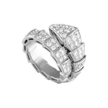 BVLGARI 18K White Gold Serpenti Diamond Ring