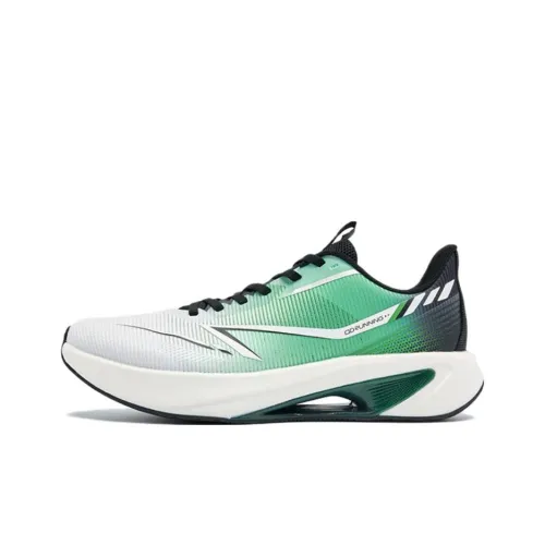 QIAODAN Cushioning Lightweight Abrasion classic Low Top Casual running instagram Shoes Men's White Green Black