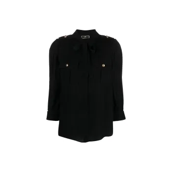 Elisabetta Franchi Long Sleeved Tied Neck Shirt