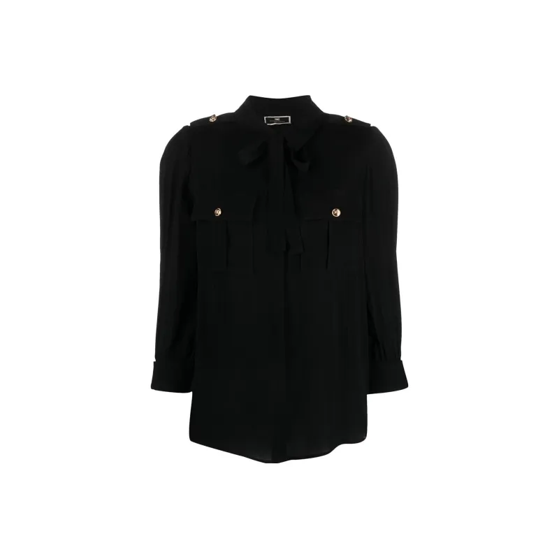 Elisabetta Franchi Long Sleeved Tied Neck Shirt-0