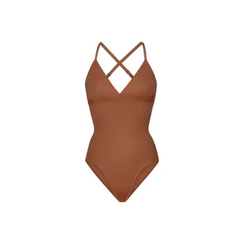 SKIMS BARELY THERE BODYSUIT BRIEF W/SNAPS Bodysuits Women's Bronze BRONZE