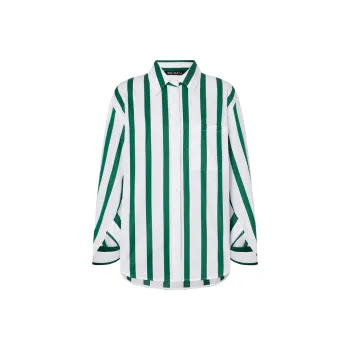 MO&CO Shirts Women's Green And White Stripes