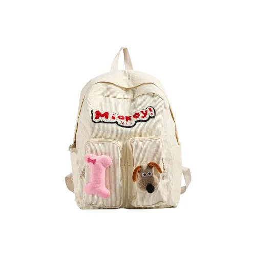 Dusen Kangaroo Corduroy Backpack Women's White/Black/Red