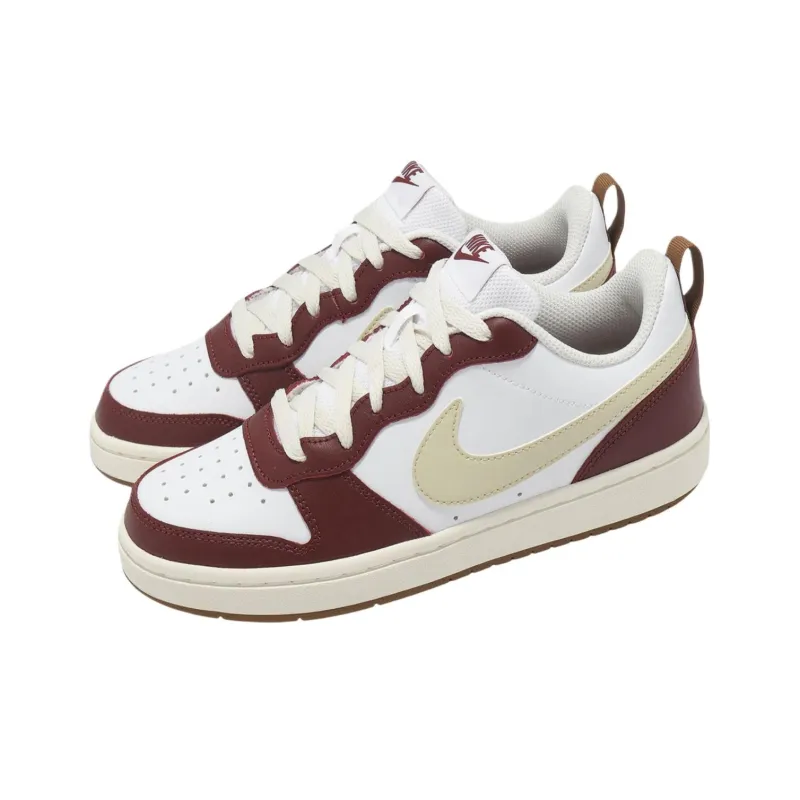 Nike Court Borough Anti Slip Wear Resistant Low Top Kids' Skateboarding Shoes White Red Unisex-2