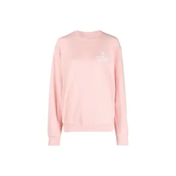 SPORTY & RICH Serif Logo Embroidered Crewneck Sweatshirt