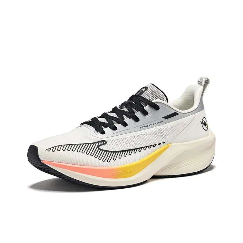 Erke Lightning 4 Running Shoes Men Low Top Microcrystal White/Bright Silver-2