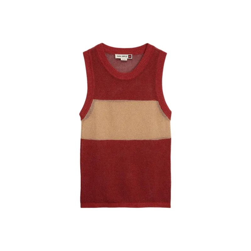 ZARA Tank Tops Men Brick Red-0