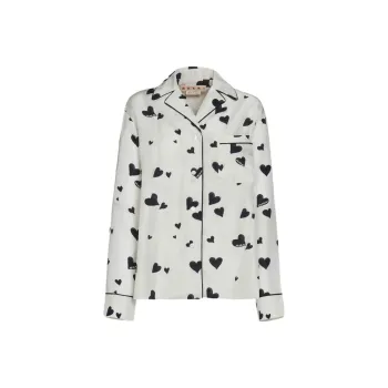 MARNI Bunch Of Hearts Silk Pajama Shirt