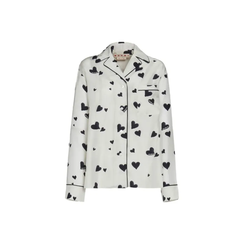 MARNI Bunch Of Hearts Silk Pajama Shirt-0