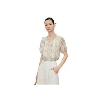 Hopeshow Shirt Women's Beige Base With Flowers