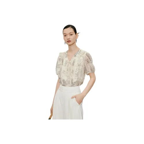 Hopeshow Shirt Women's Beige Base With Flowers