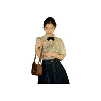 La Chapelle Shirt Women's Beige & Black Plaid