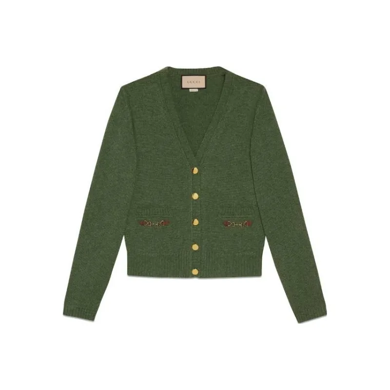 GUCCI Horsebit detail Cashmere Cardigan-0