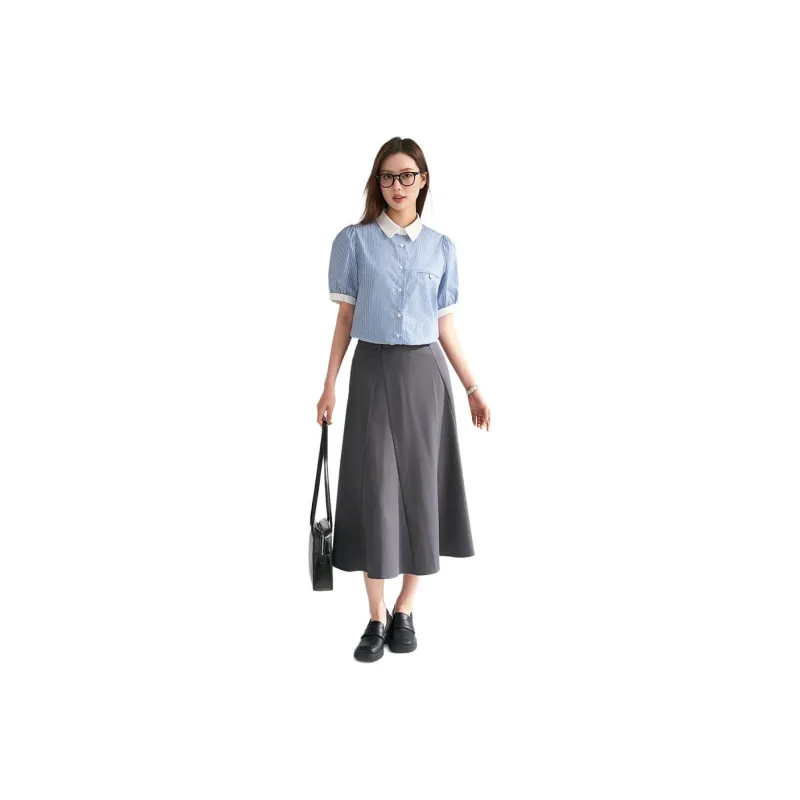 Miss Burde Shirt Women's Light Blue Stripes-0