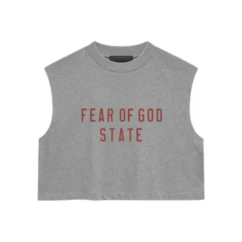 Fear Of God Essentials Women'ss Tri Blend Cropped Muscle Tee Dark Heather