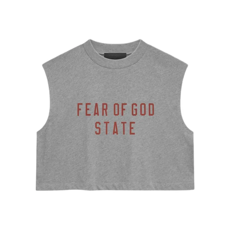 Fear Of God Essentials Women'ss Tri Blend Cropped Muscle Tee Dark Heather-0