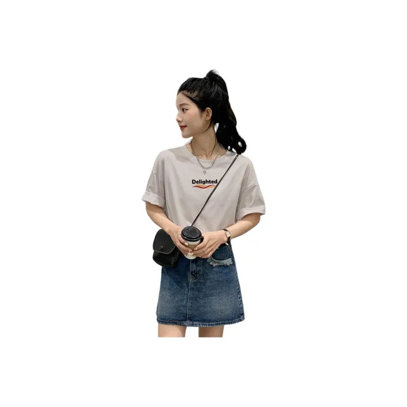 Tonlion T Shirt Women's Khaki Gray-0
