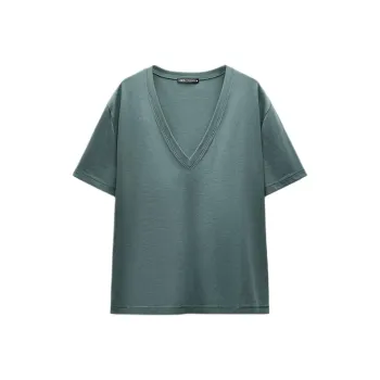ZARA T Shirt Women's Gray Green