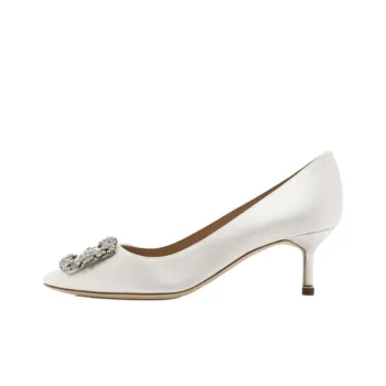 MANOLO BLAHNIK Hangisi Slim Heel High Heels 5cm Women's White
