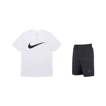 Nike Casual Sportswear Unisex Set White Top+Black Shorts