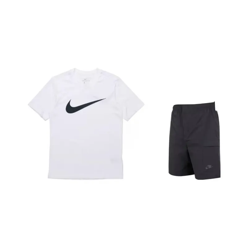 Nike Casual Sportswear Unisex Set White Top+Black Shorts-0