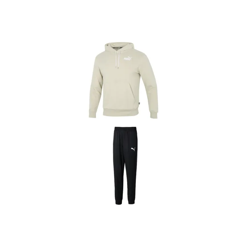 PUMA Casual Sportswear Men Clothing Sets Ecru Sweatshirt+Black Pants-0