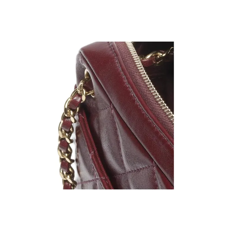 CHANEL Polished Lambskin Camera Bag, Crossbody Bag, Shoulder Bag Mini Women's Burgundy-3