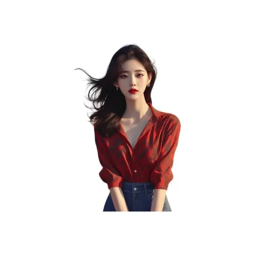Oudifu Shirts Women's Red