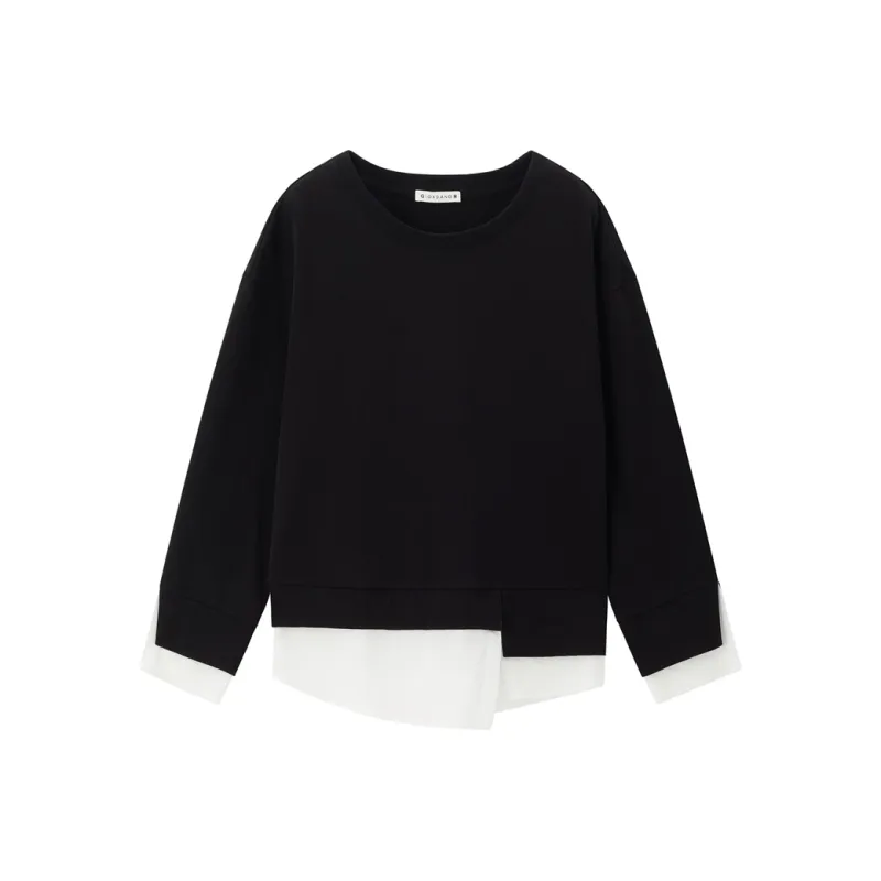 UNIQLO Sweatshirt Women's Black White Color Blocking-0