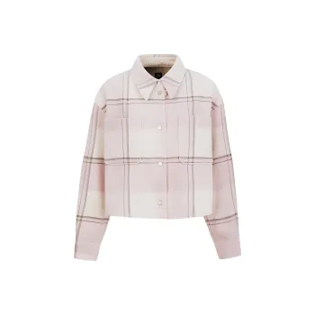 Canada Goose Almandine Cropped Plaid Shirt Jacket