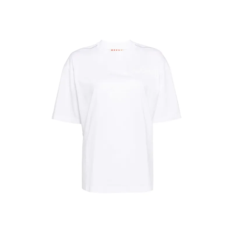 MARNI Padded logo Organic cotton T shirt-0