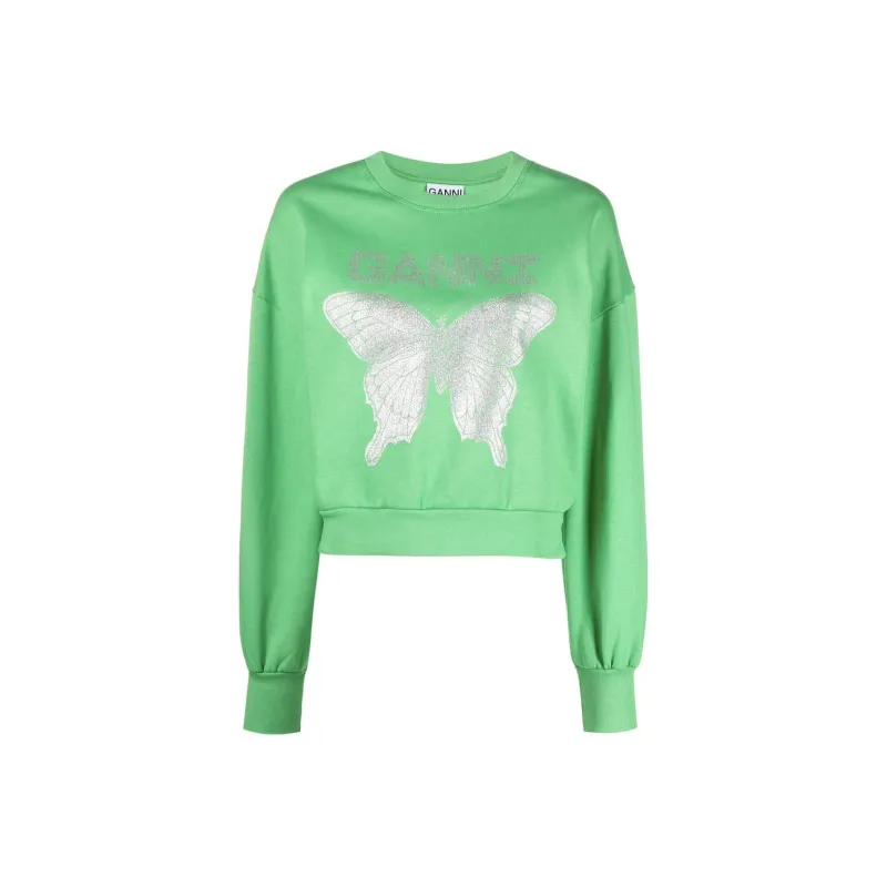 GANNI Butterfly Printed Crewneck Sweatshirt-0