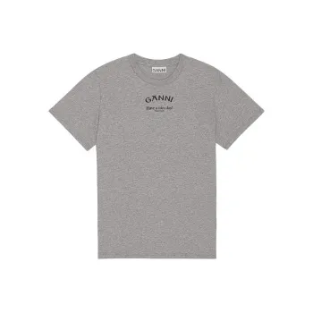 GANNI Logo Printed Crewneck T Shirt