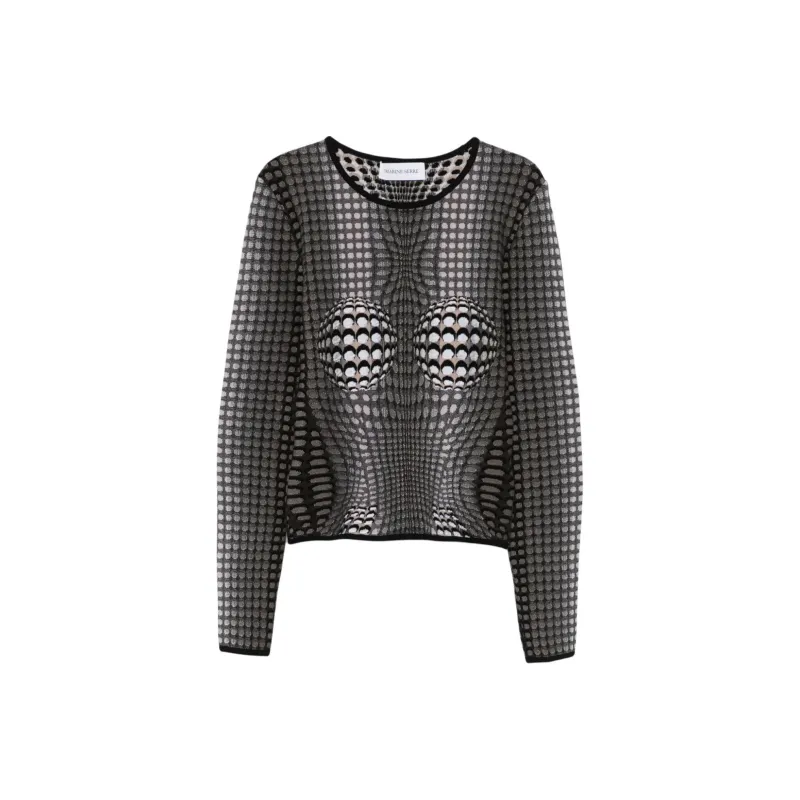 Marine Serre Crescent Moon Jacquard Crewneck Sweater-0