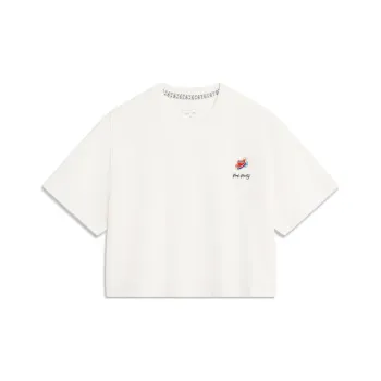 LiNing x YINGXIONGLIANMENGYONGCHIPAIDUI,LIANMINGKUAN SS23 Drop Shoulder Sleeve T Shirt Women's Ivory