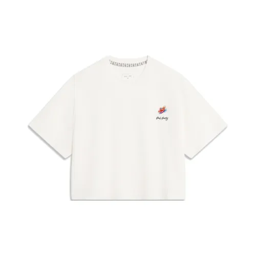 LiNing x YINGXIONGLIANMENGYONGCHIPAIDUI LIANMINGKUAN SS23 Drop Shoulder Sleeve T-Shirt Women's Ivory