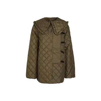 GANNI Recycled Ripstop Quilt Coat 'Green'