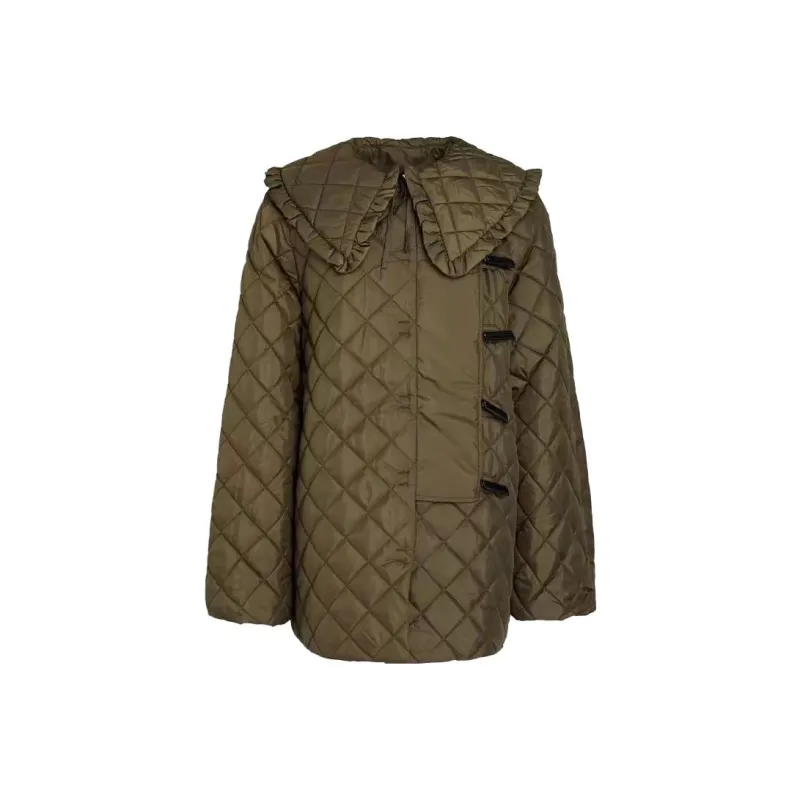 GANNI Recycled Ripstop Quilt Coat 'Green'-0