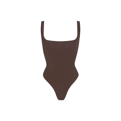 SKIMS SS24 RAW EDGE CAMI BODYSUIT Bodysuits Women's ESPRESSO/Dark Coffee Color