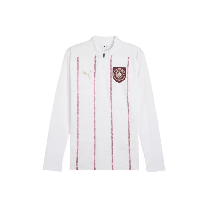 PUMA Manchester CityQuarter Zip Soccer Jersey Men's White-0