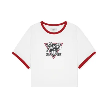 GUESS YUEQI QI Co branded Model T Shirts Women's White