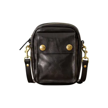 Back Step Cow Leather Crossbody Bag Men's Black