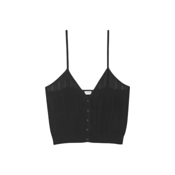SAINT LAURENT Striped V Neck Knitted Tank Top